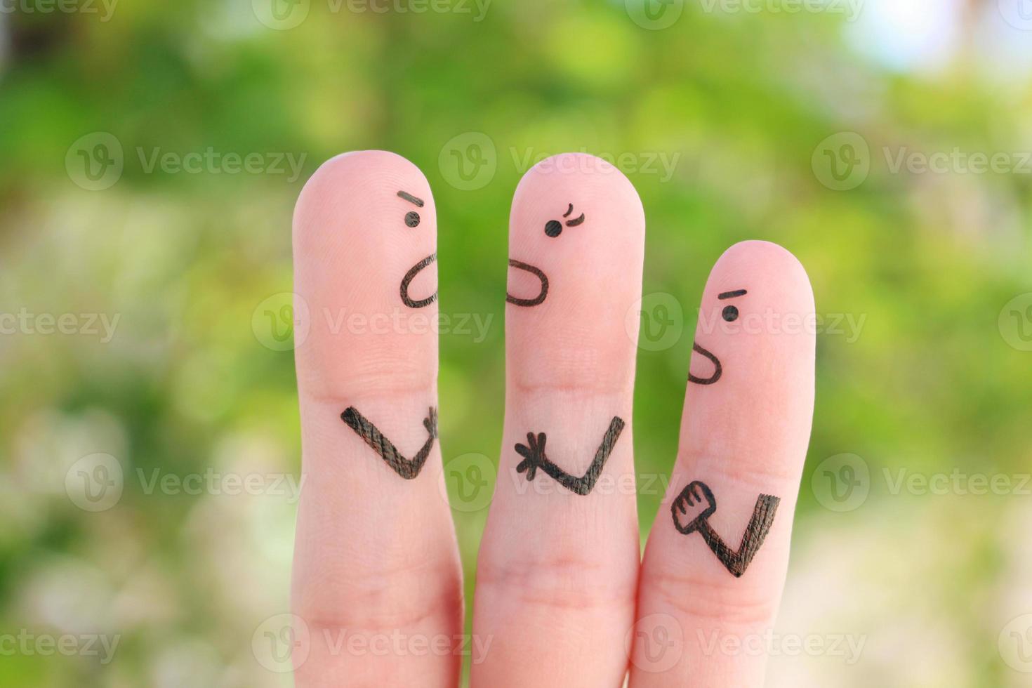 Fingers art of family during quarrel. photo