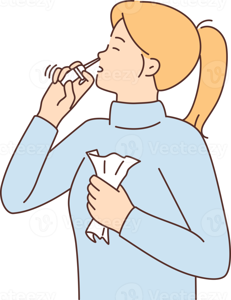 doente mulher usar nasal spray png