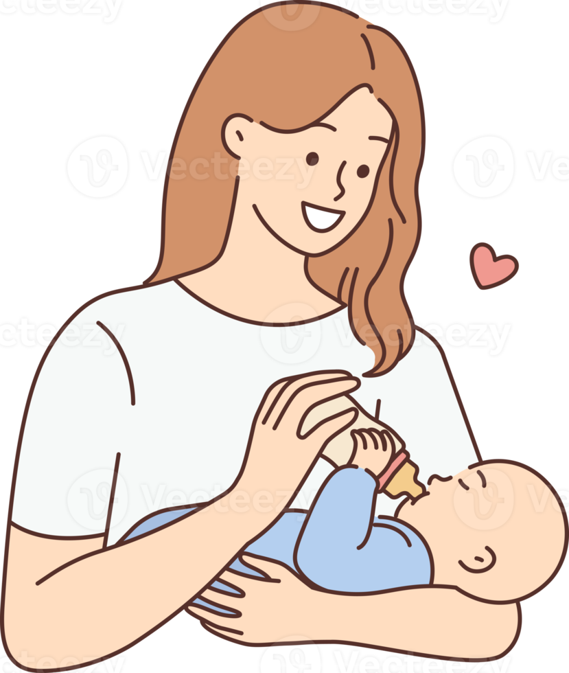 content femme alimentation bébé png