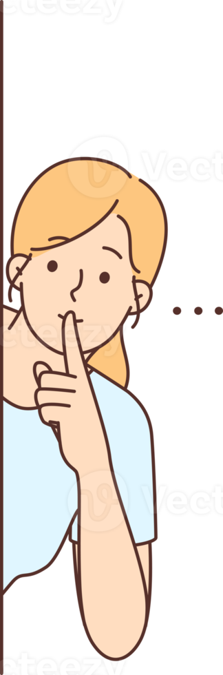 Young woman show hush hand gesture png