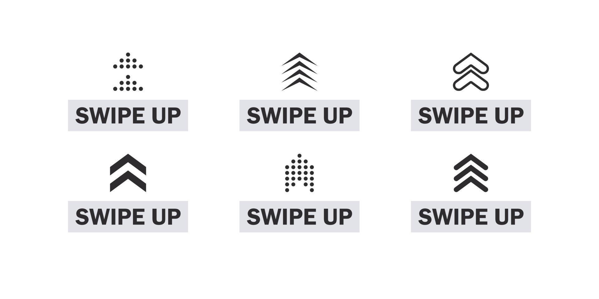 Swipe up arrows icons. Conceptual swipe symbols. Scrolling slide icons. Vector scalable graphics
