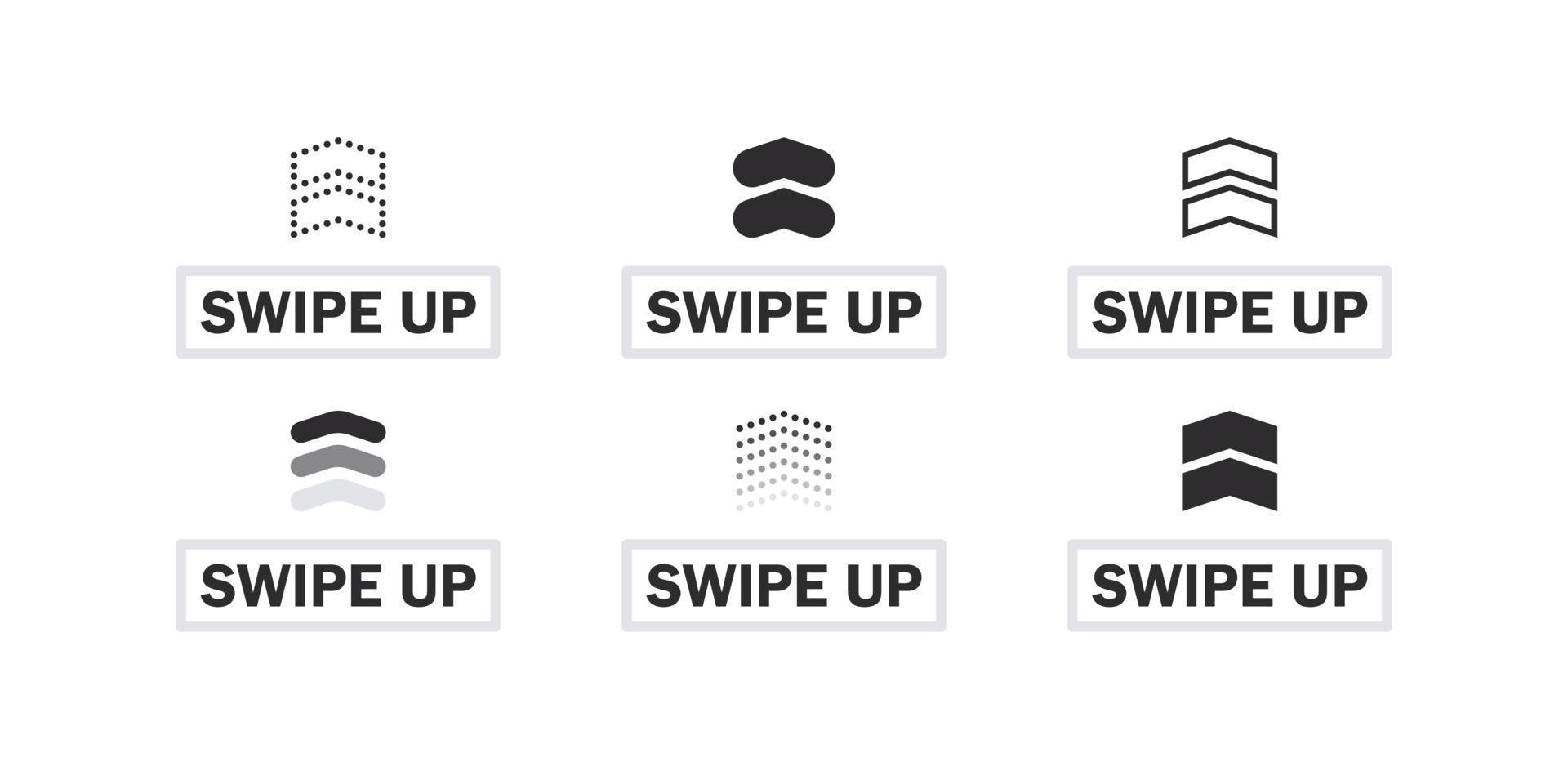 Swipe up icons. Slide signs. Conceptual swipe symbols. Scrolling slide icons. Vector scalable graphics