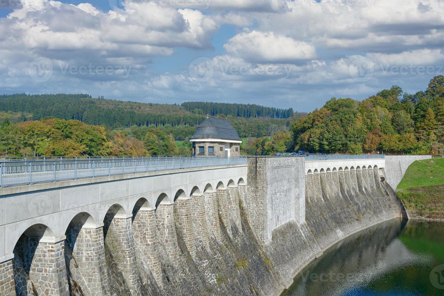 Dam between Listertalsperre Reservoir and Biggesee Reservoir in Sauerland, Germany photo