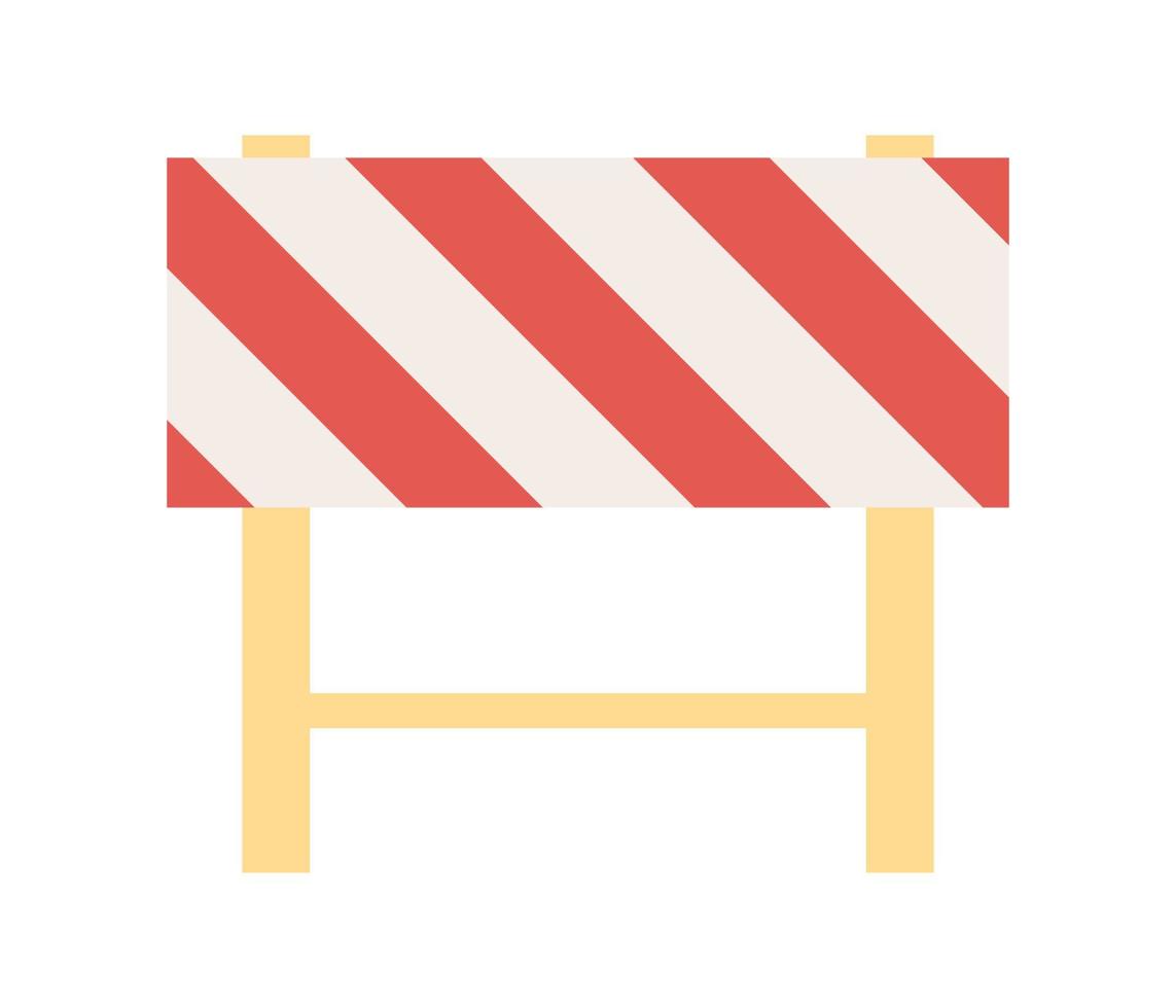Under construction, warning barrier icon. Signaling roadblock. Red traffic road barrier. Repair fence. Vector flat illustration