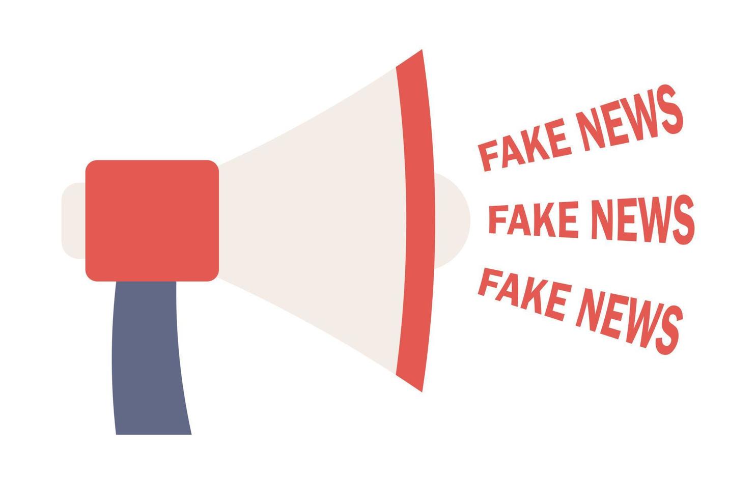 Megaphone with Fake News icon. Mass media, announcement, hot online information, propaganda newscast. Vector flat illustration