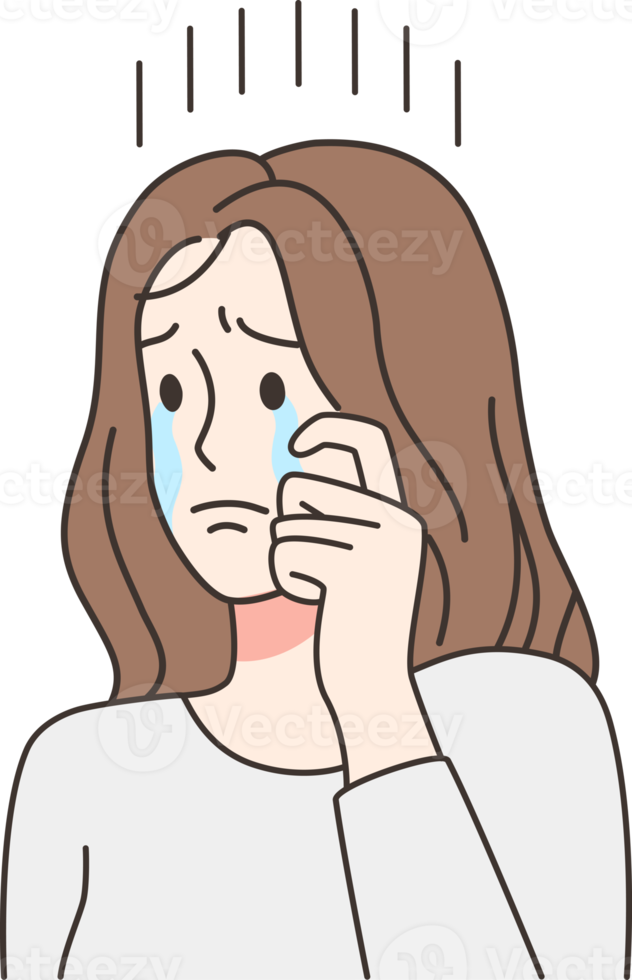 Unhappy woman feel stressed crying png
