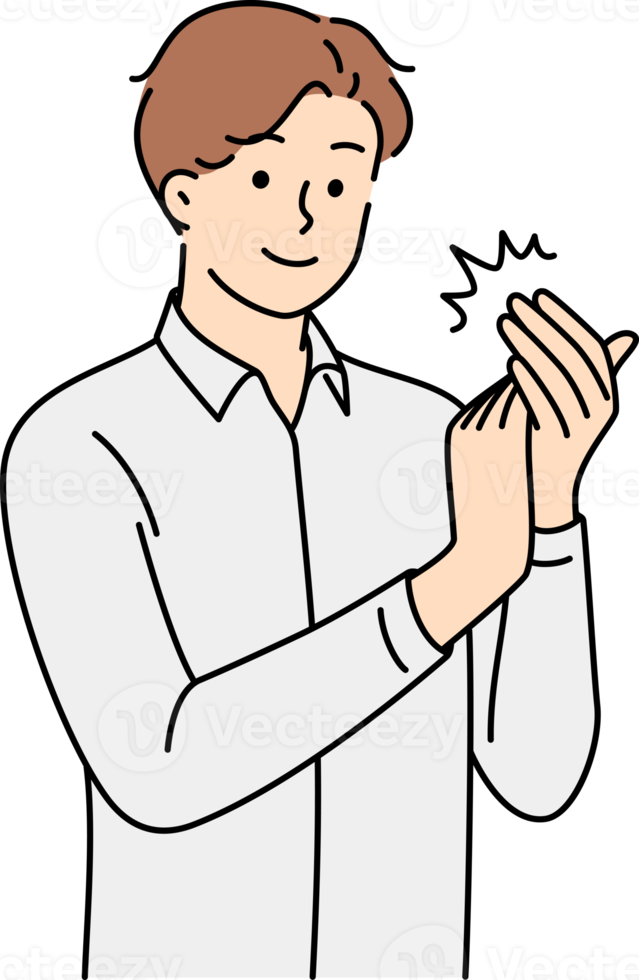 Smiling man clap hands png