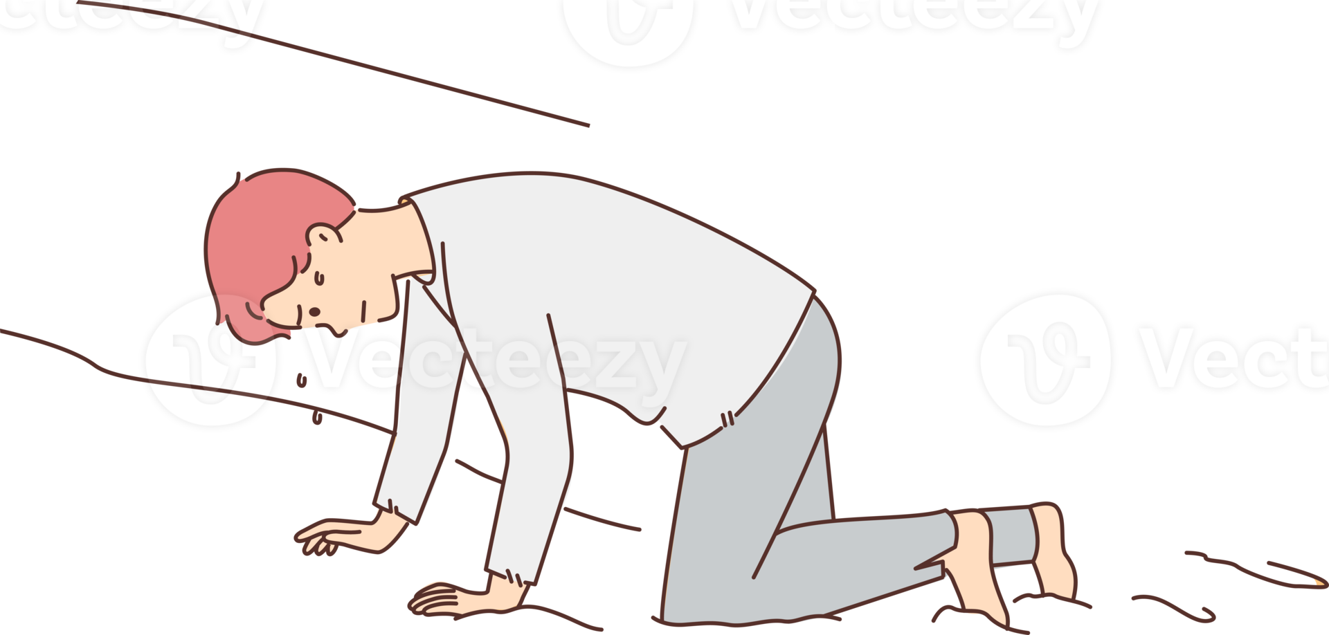 Exhausted man crawl in desert png