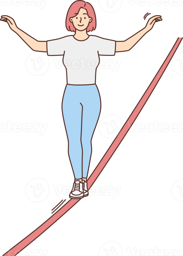 vrouw wandelen strakke koord png