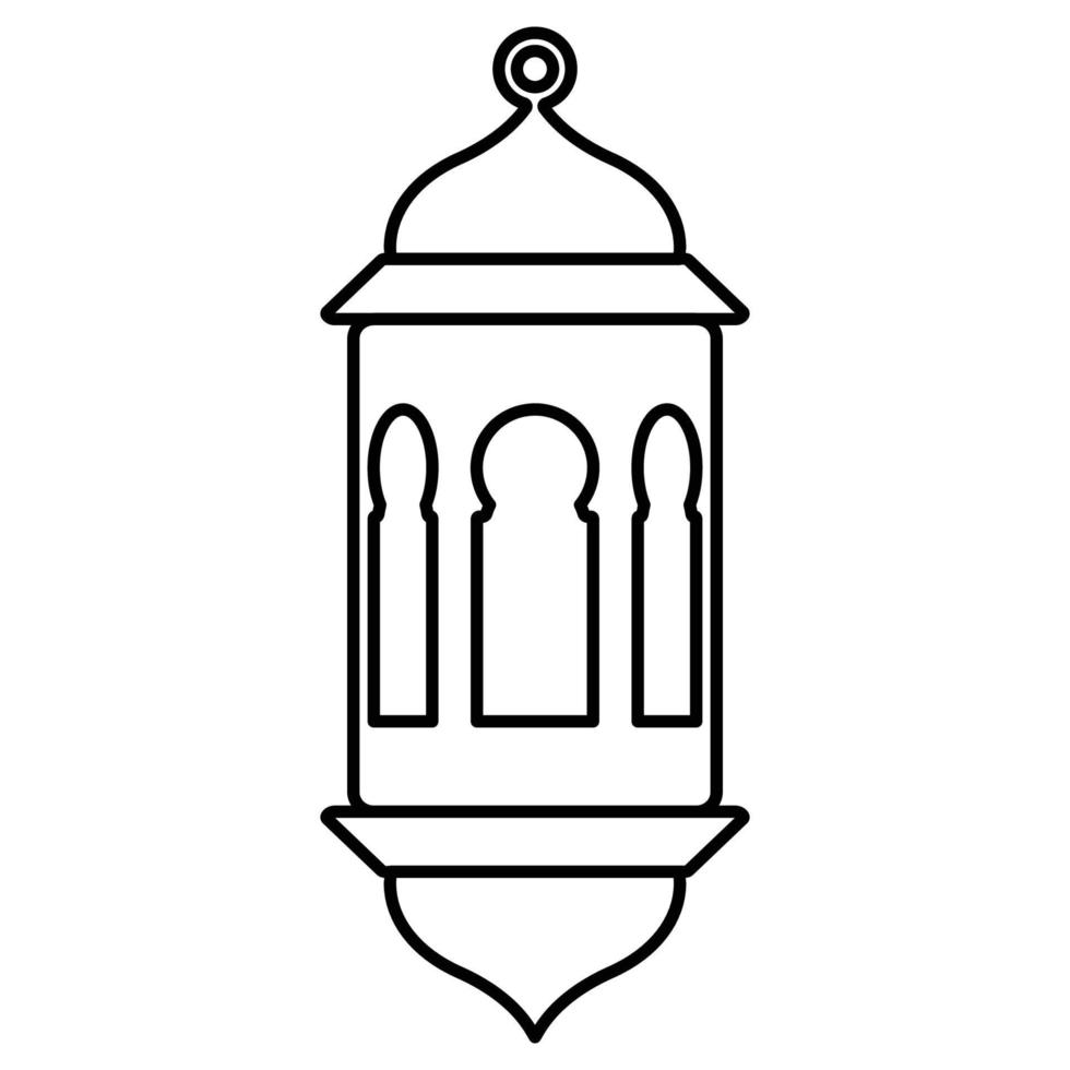 Ramadan Lantern Black Outline Style Icon vector