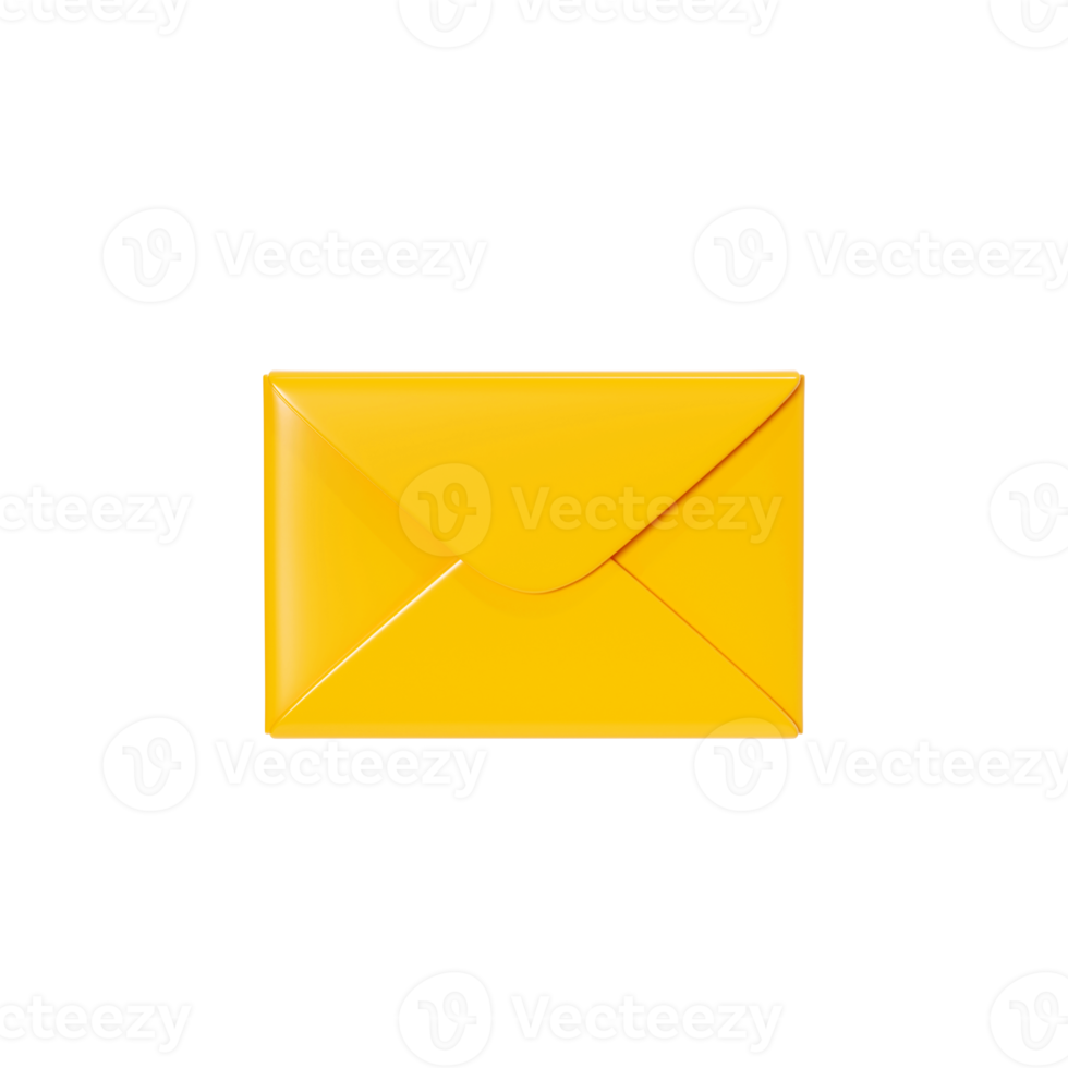 carta 3d render - fechadas amarelo envelope. Novo enviar ou mensagem notificação. desenho animado papel Boletim de Notícias ícone para renda o email ou postal inscrição conceito. png