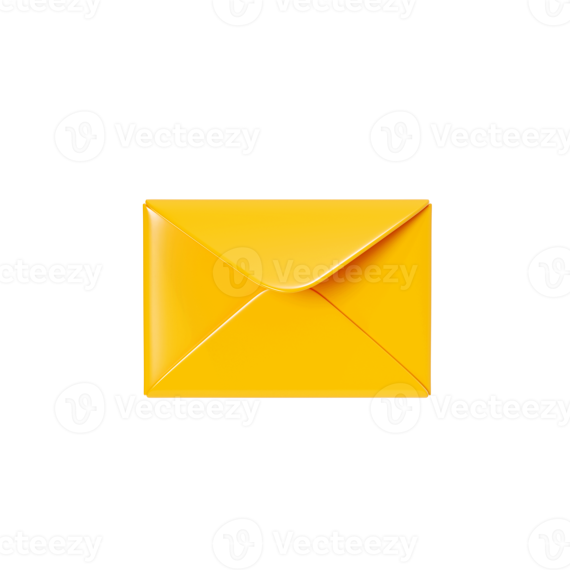 Letter 3d render closed yellow envelope. New mail or message