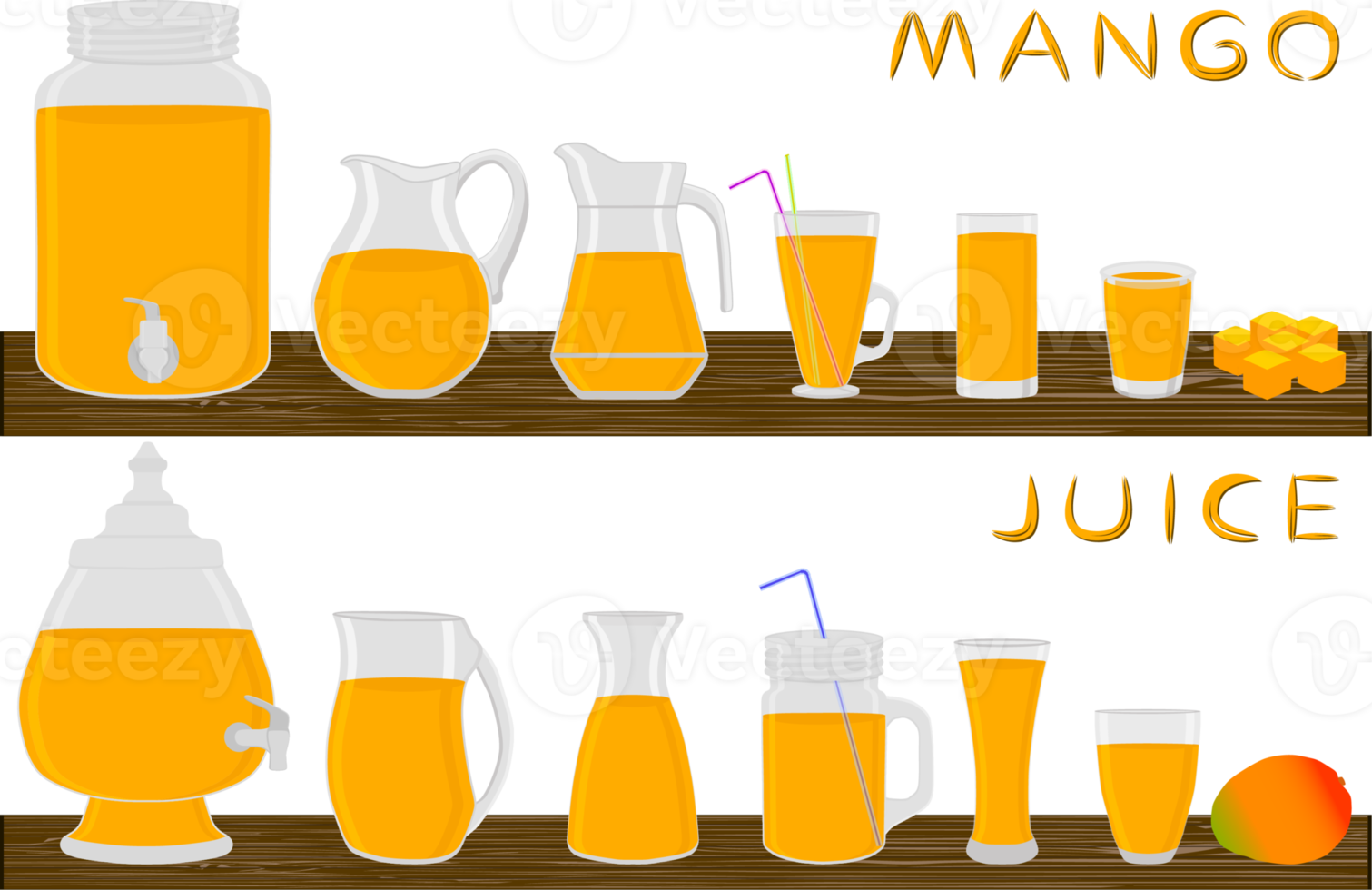 Big kit different types glassware with juice png