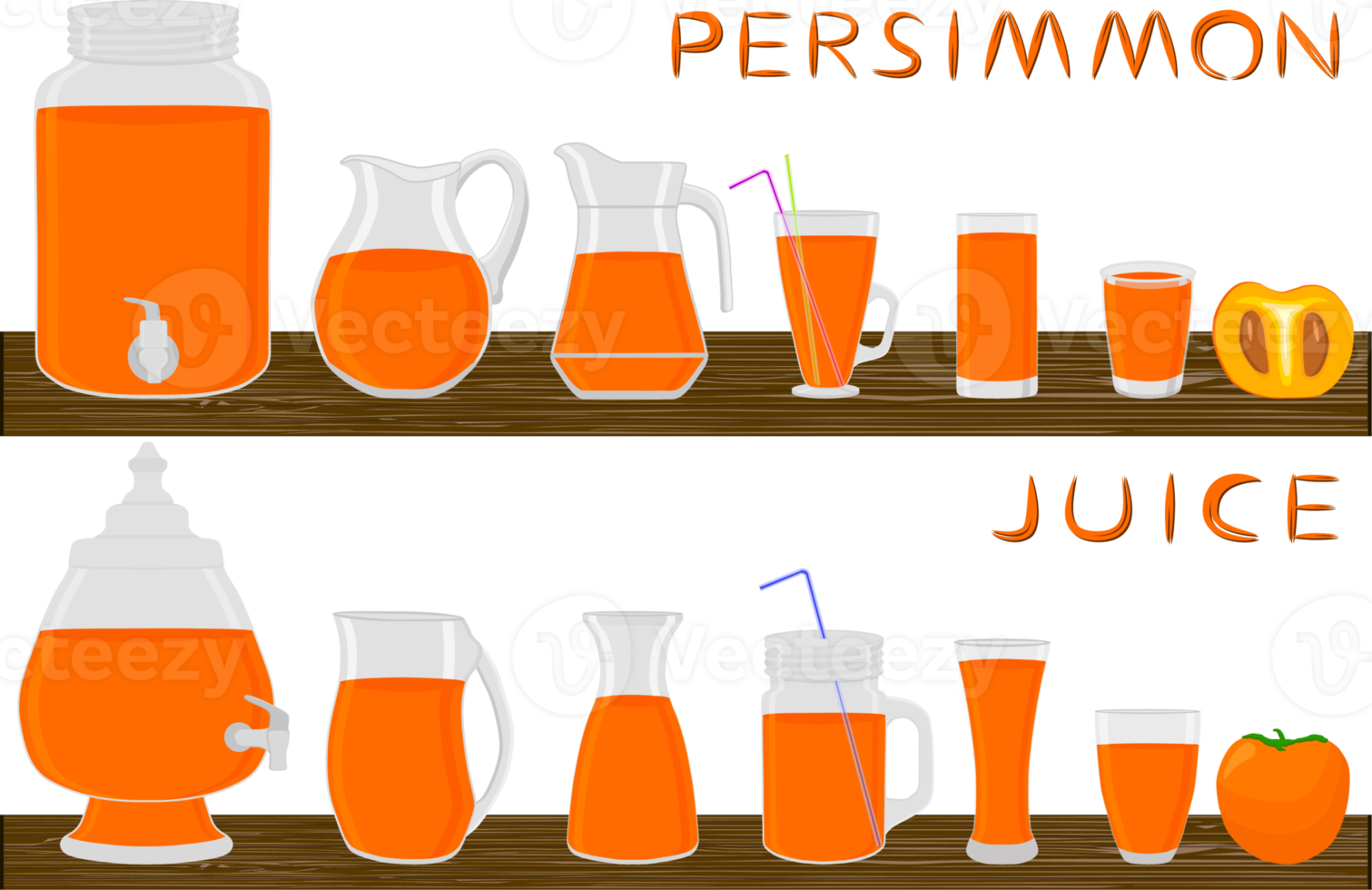 Big kit different types glassware with juice png