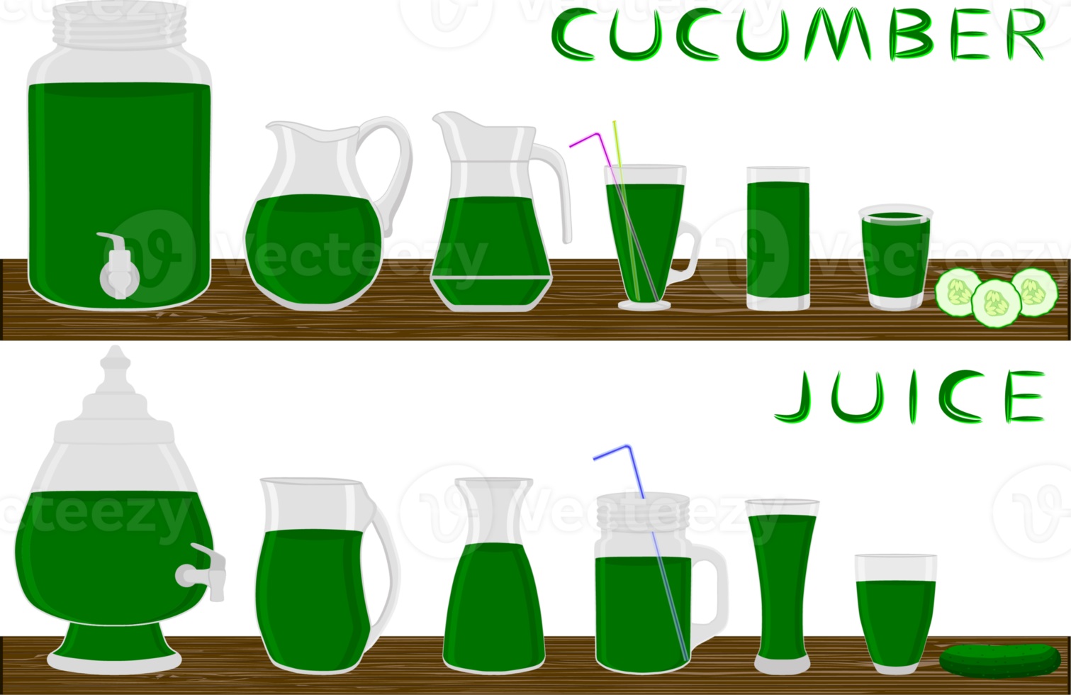 Big kit different types glassware with juice png