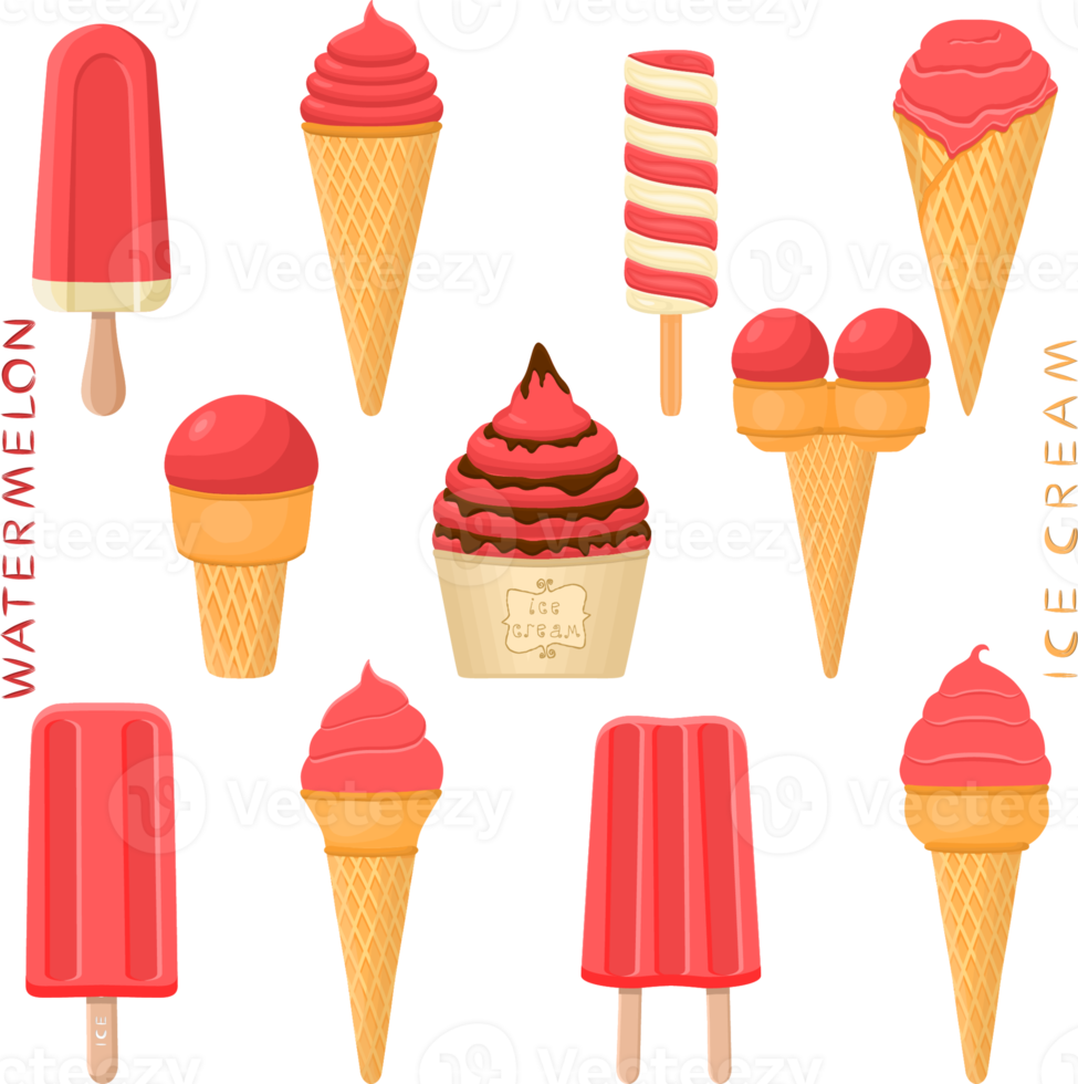 gran conjunto varios dulces sabrosos helados naturales png