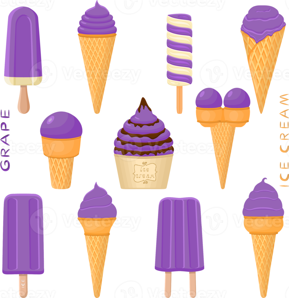 gran conjunto varios dulces sabrosos helados naturales png