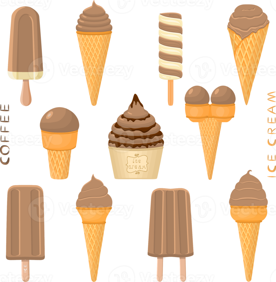 gran conjunto varios dulces sabrosos helados naturales png