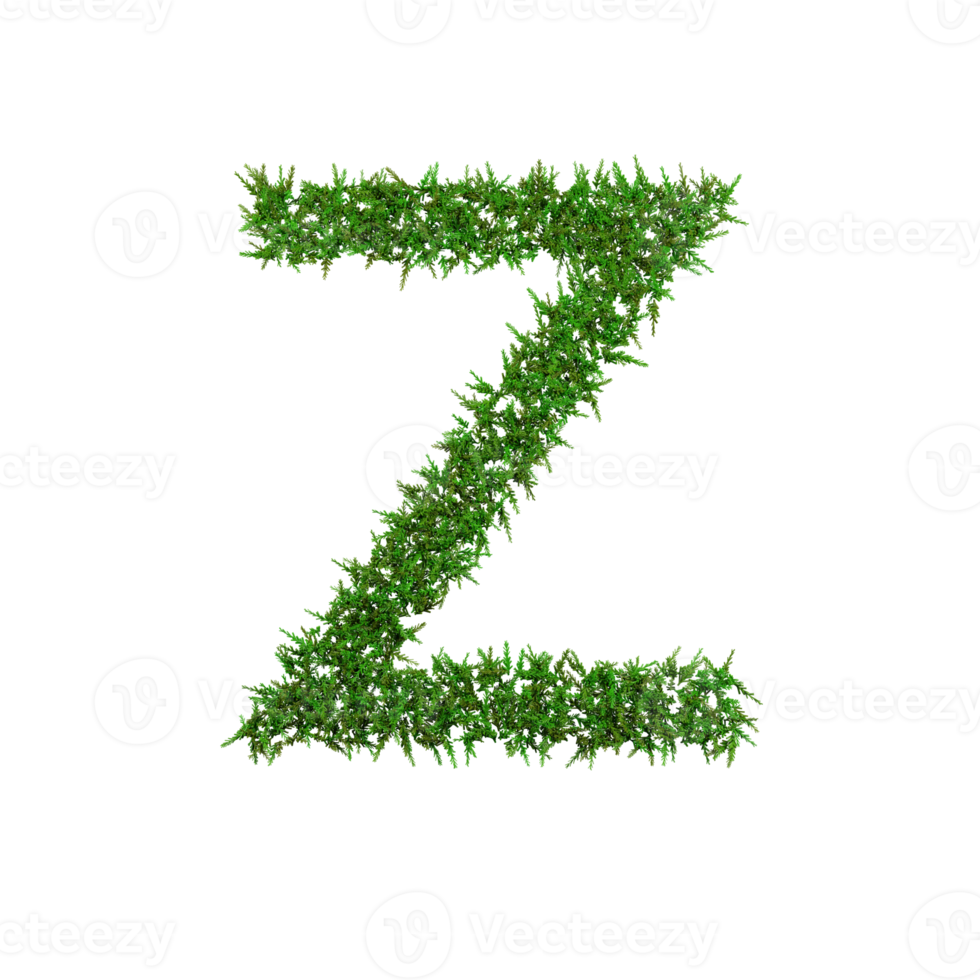 Green grass upper letter, 3d illustration png