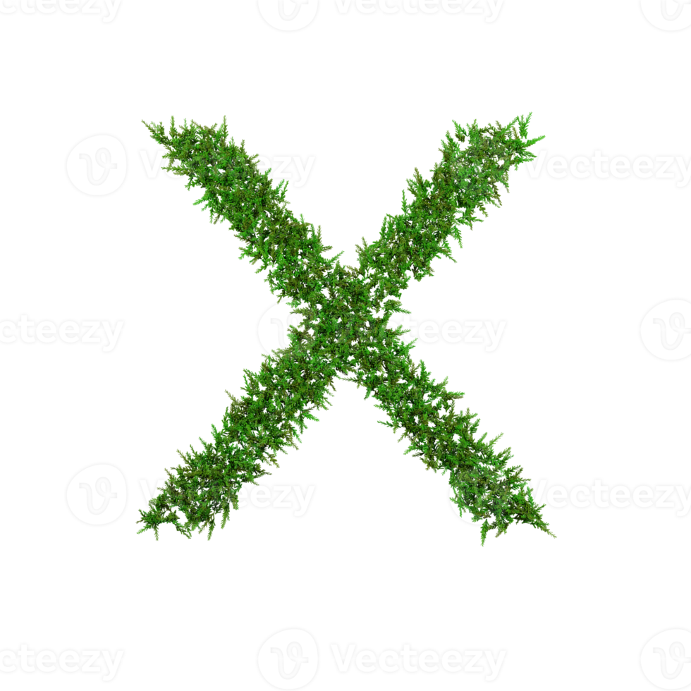 Green grass upper letter, 3d illustration png