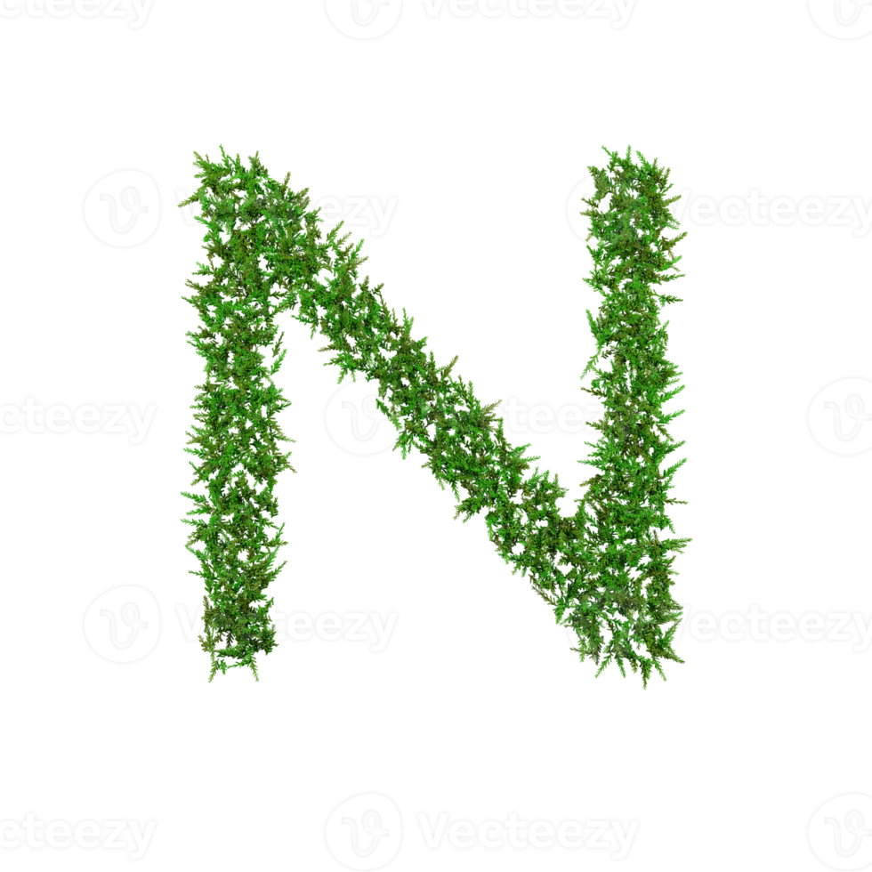 Green grass upper letter, 3d illustration png