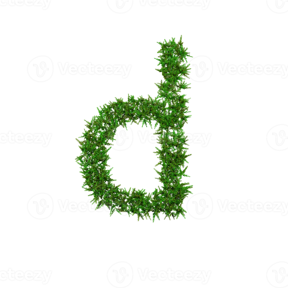 Green grass lower letters. 3d illustration png