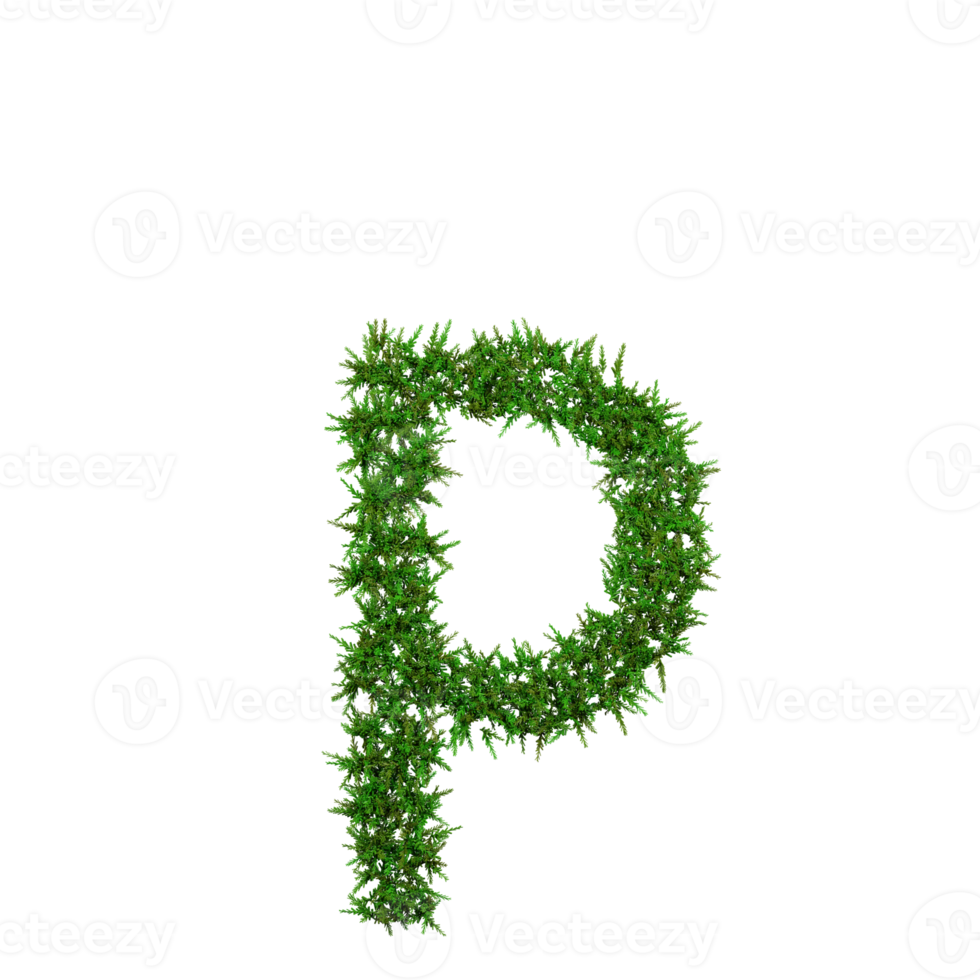 Green grass lower letters. 3d illustration png