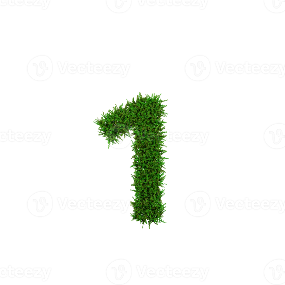 Green grass number and symbol, 3d illustration png