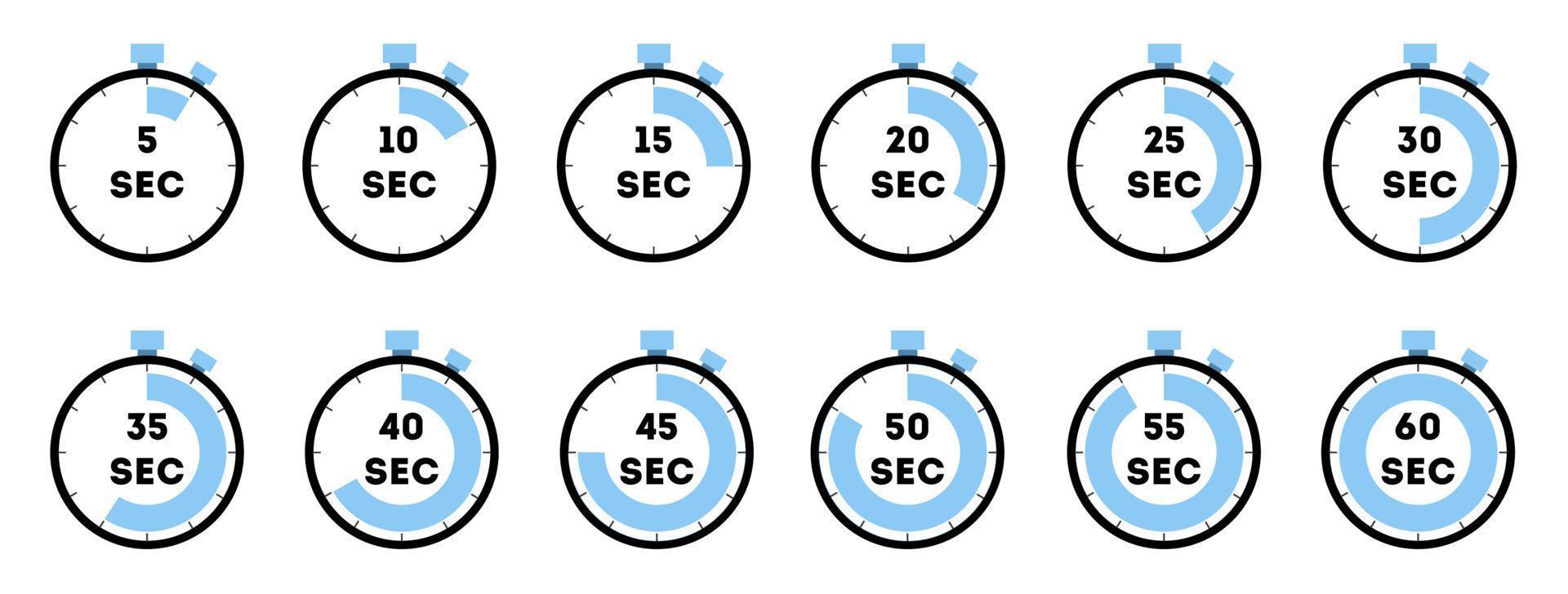 Set clock, alarm, watch, stopwatch vector