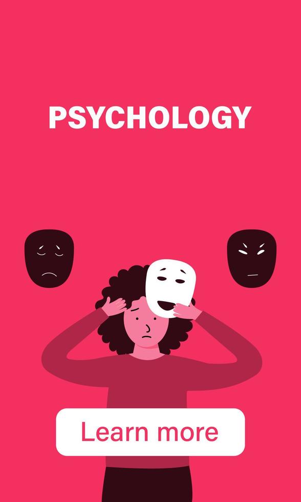 psicología vertical póster con niña quién tiene problema vector