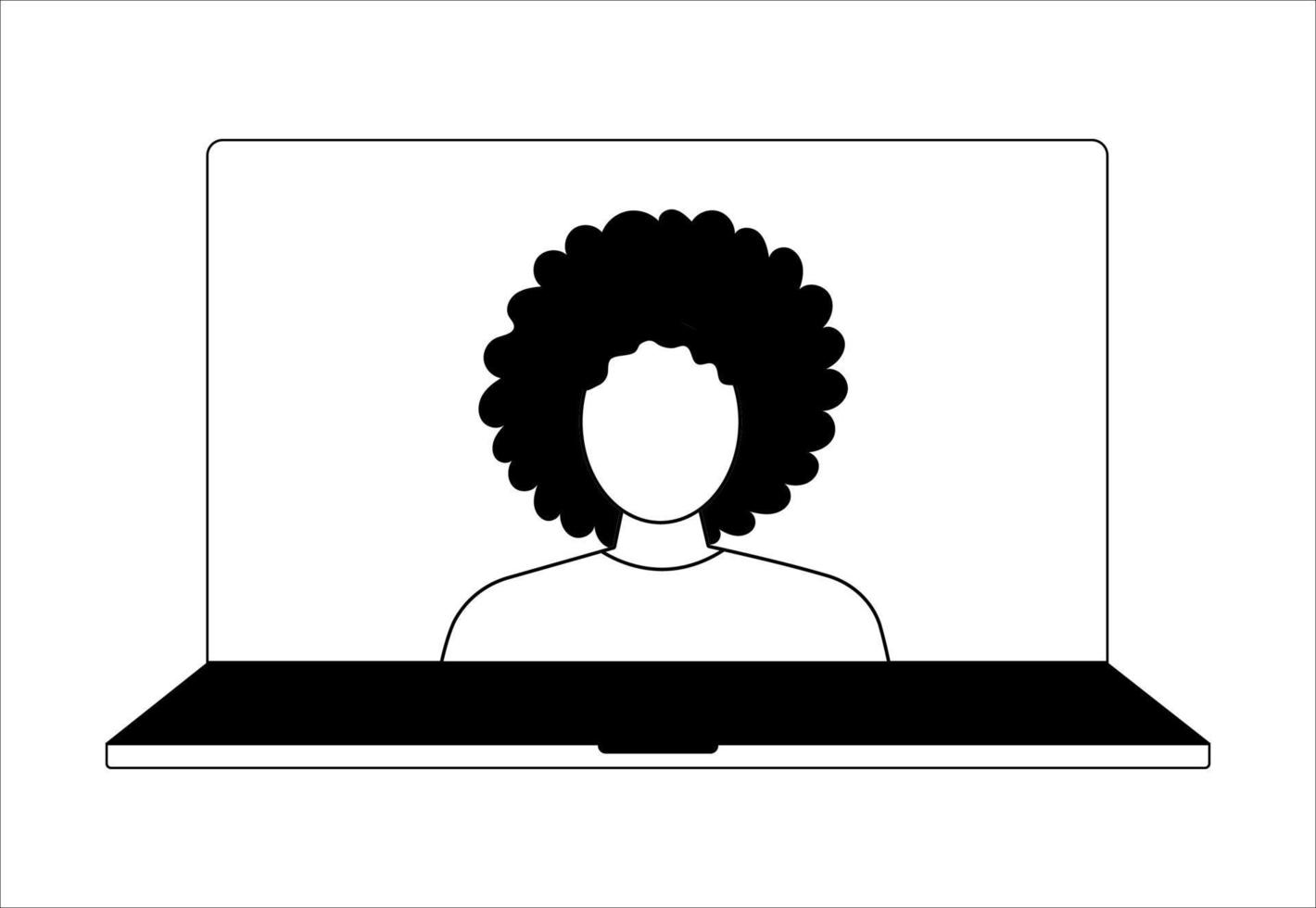 Girl used laptop for video calling vector