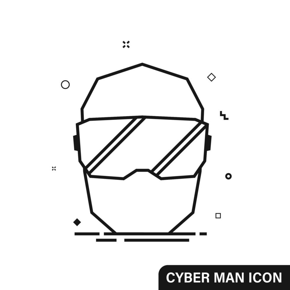 Cyber man with VR glasses, Virtual reality, Futuristic Cyber. Line flat icon vector
