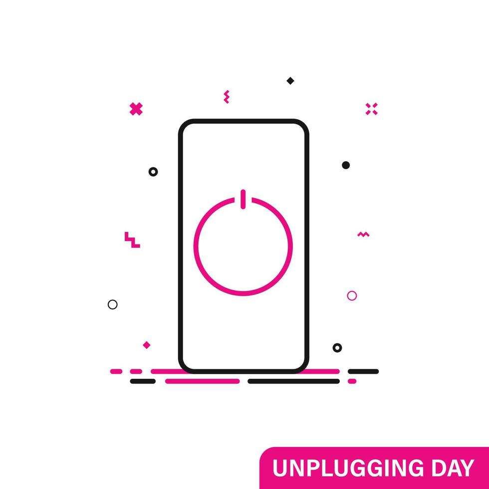 National Day of Unplugging. Turn off your phone. Line flat symbol vector