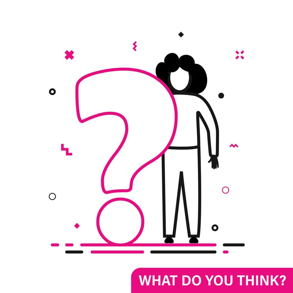 What do you think. Educational illustration. The girl has a question vector