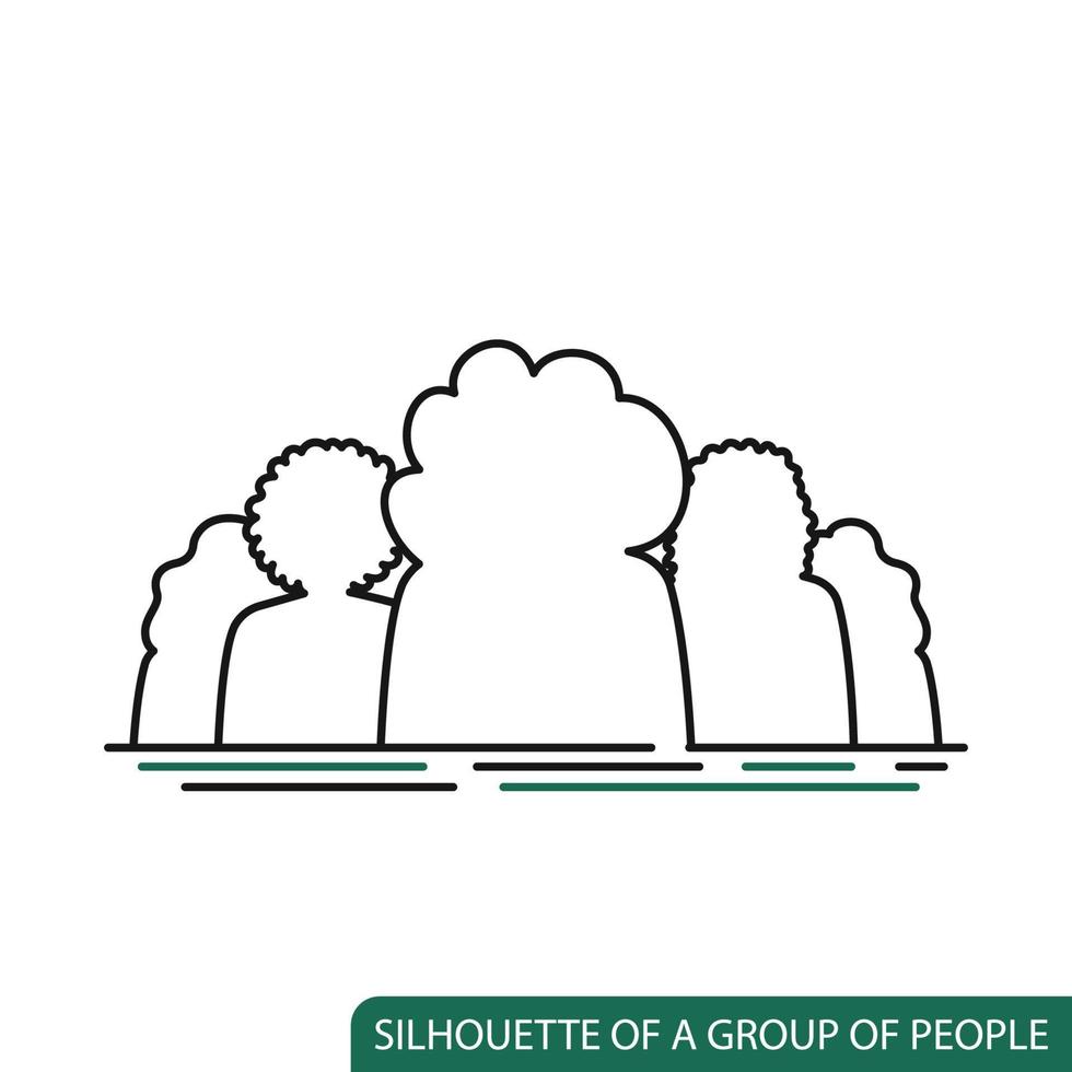 Silhouette profile group of men and women of diverse culture. Diversity multi-ethnic and multiracial people. Concept of racial equality and anti-racism. Multicultural society vector
