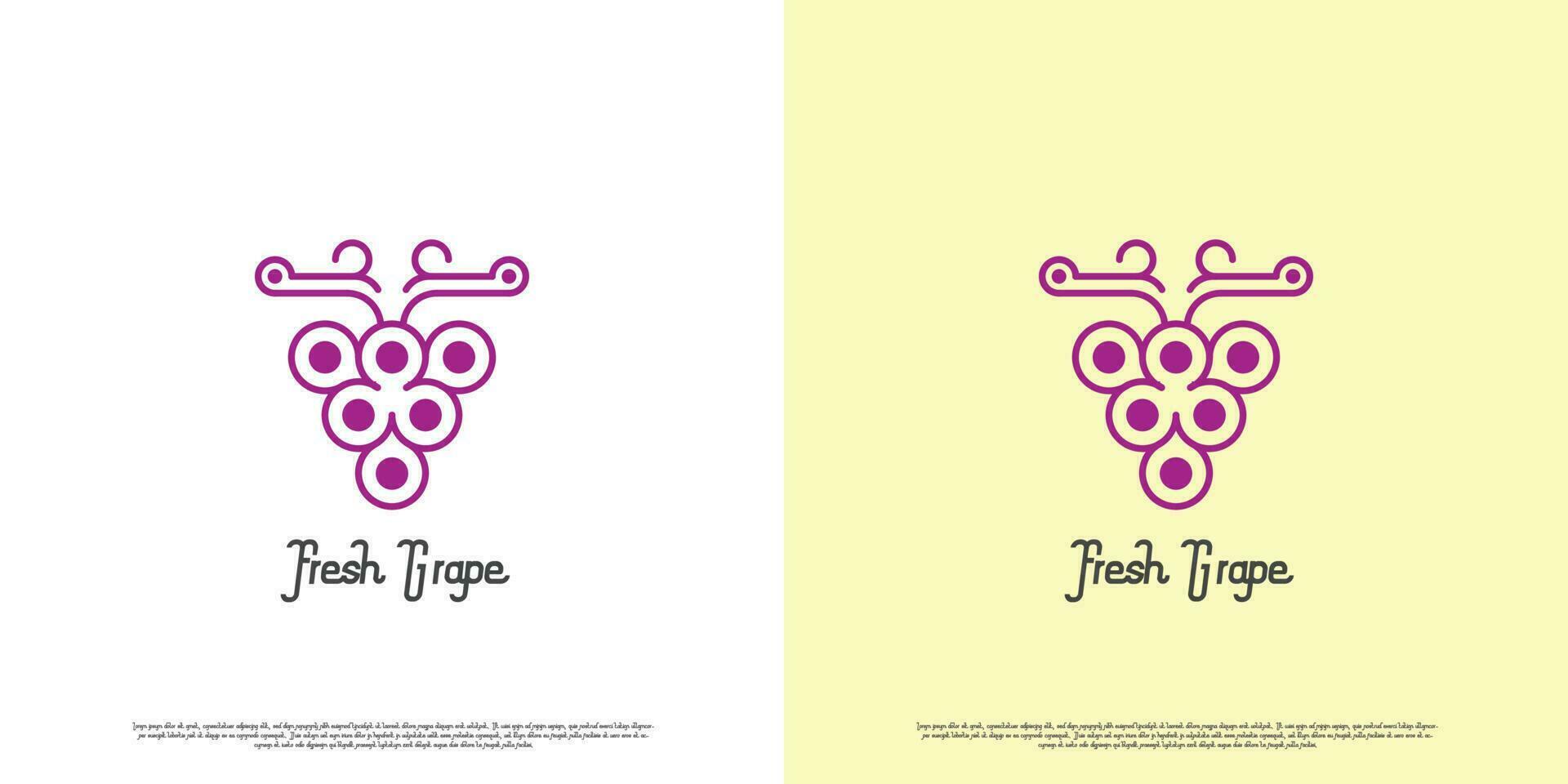 Minimalist wine logo design illustration. abstract line silhouette of fresh grape vine. Simple flat fruit design. vector