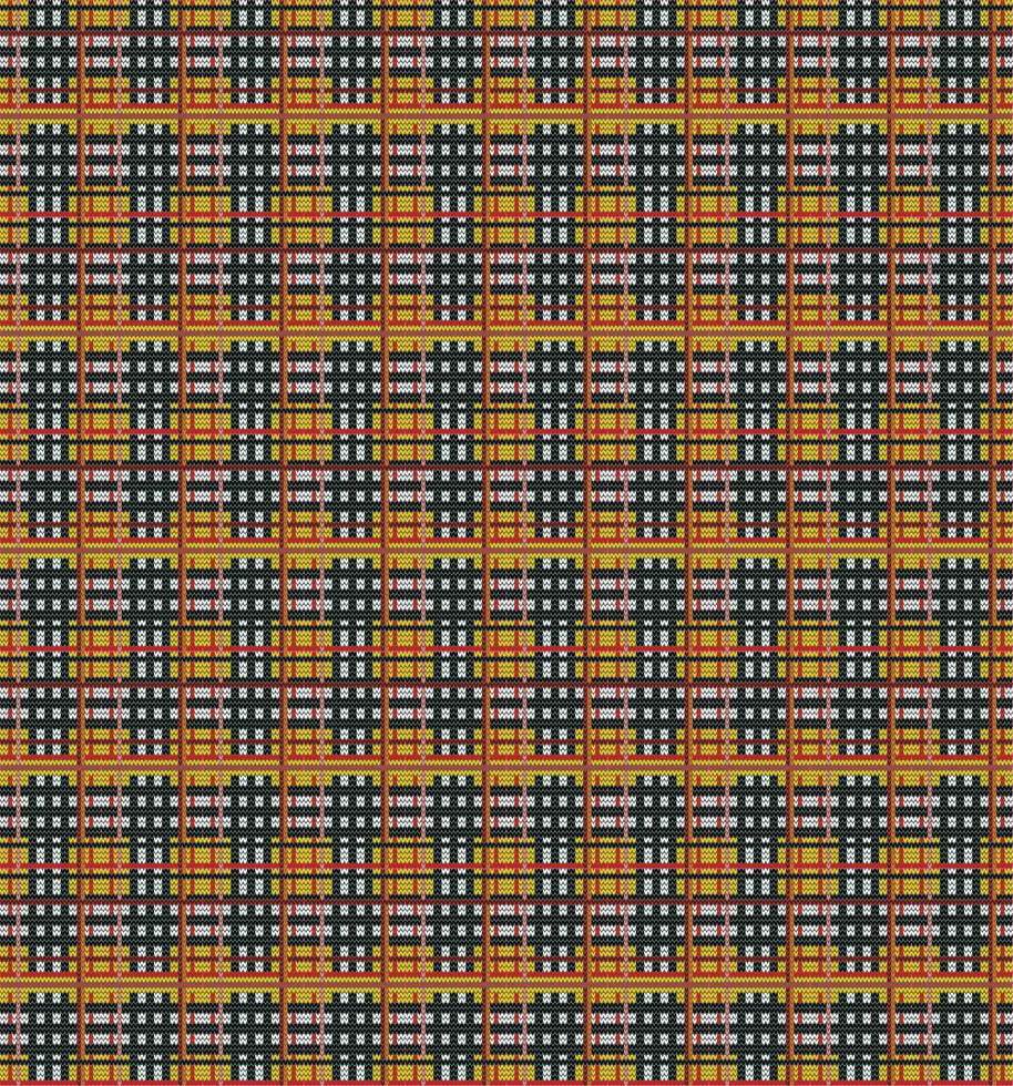 seamless pattern yellow and black plaid knitted vector