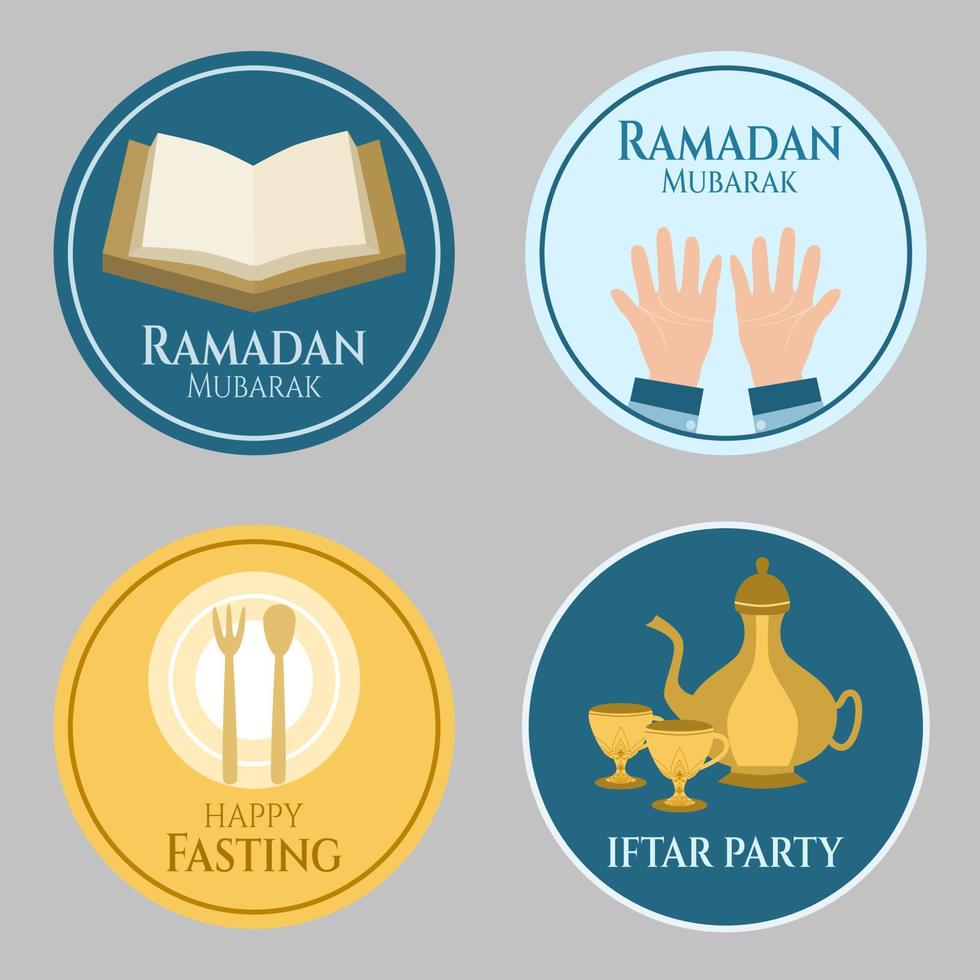 Set of Simple Ramadan Logo with Different Islamic Element vector