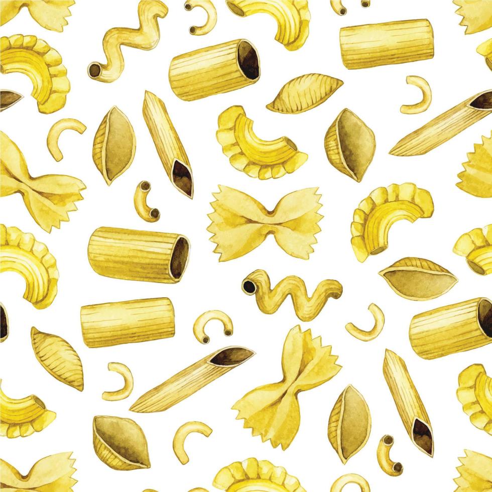 sin costura modelo con tipos de pasta, impresión. linda Clásico ilustración en oscuro fondo, pasta, italiano alimento. cocinas de el mundo vector