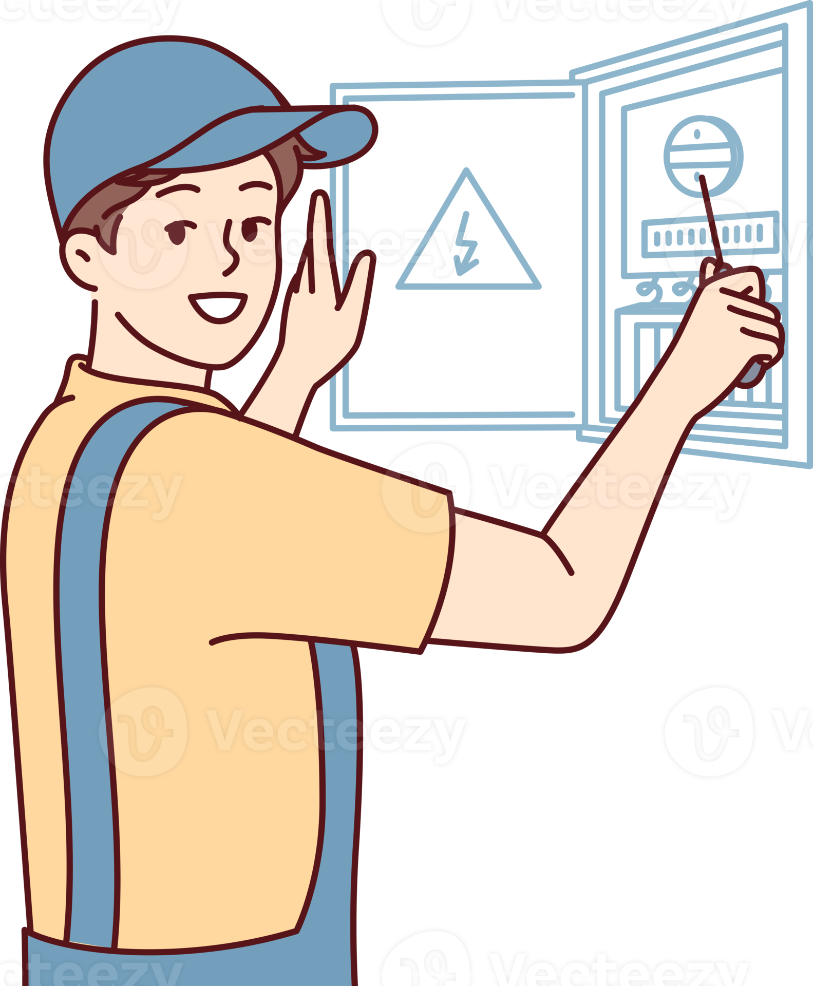 Man electrician is engaged in repair electrical appliances by opening