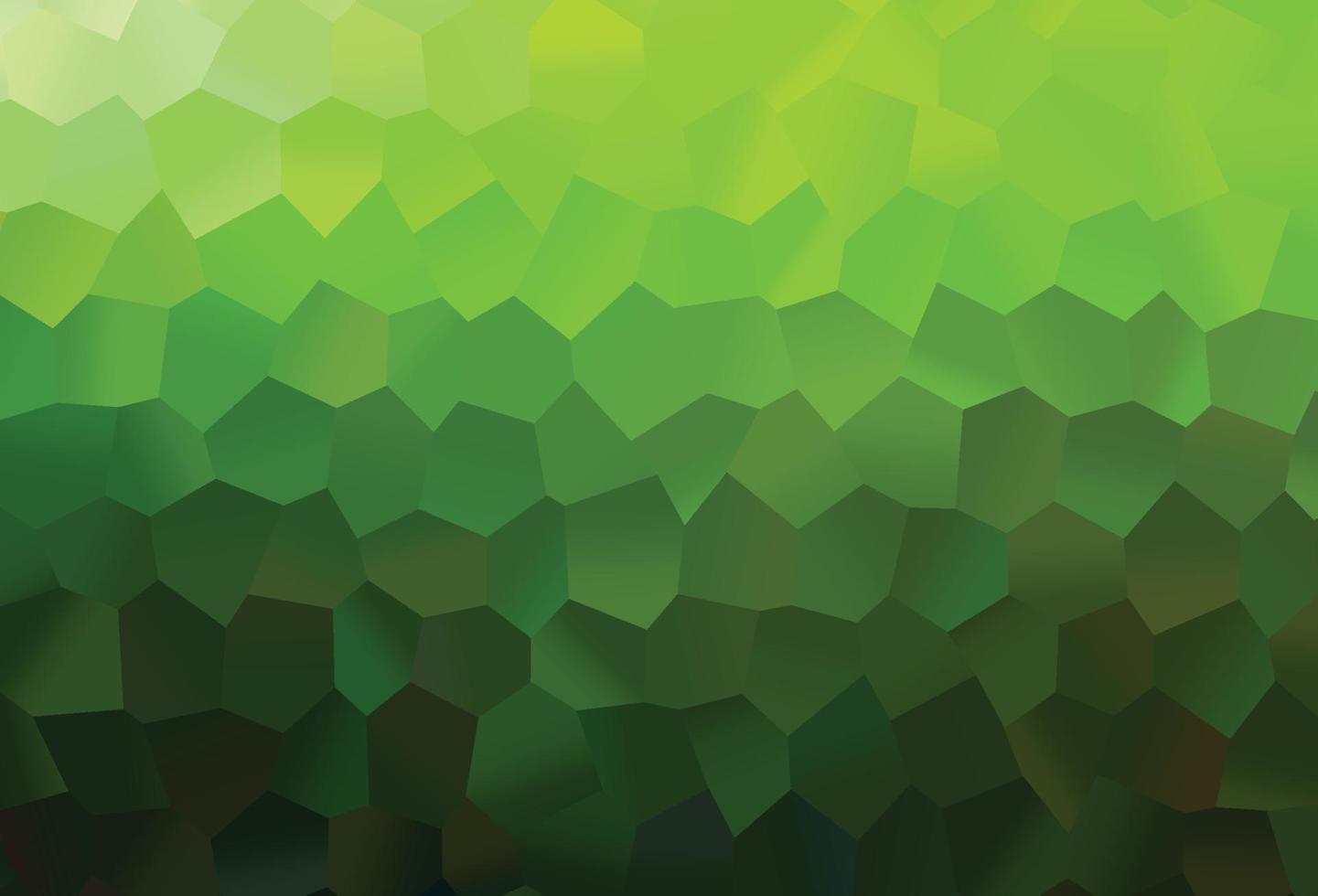 patrón de vector verde claro con hexágonos de colores.