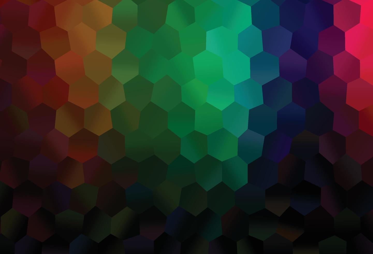 Dark Multicolor, Rainbow vector background with hexagons.