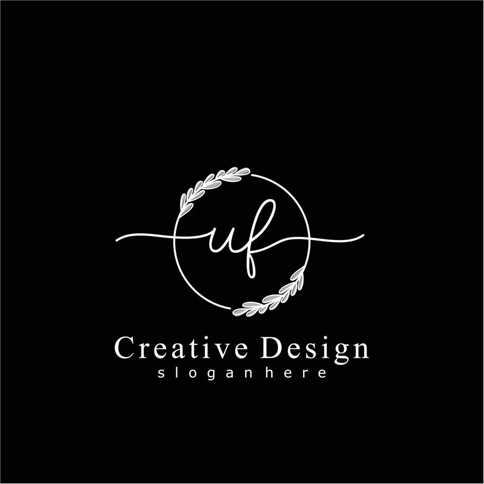 Initial UF beauty monogram and elegant logo design, handwriting logo of initial signature, wedding, fashion, floral and botanical logo concept design. vector