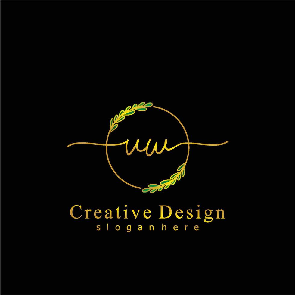 Initial VW beauty monogram and elegant logo design, handwriting logo of initial signature, wedding, fashion, floral and botanical logo concept design. vector