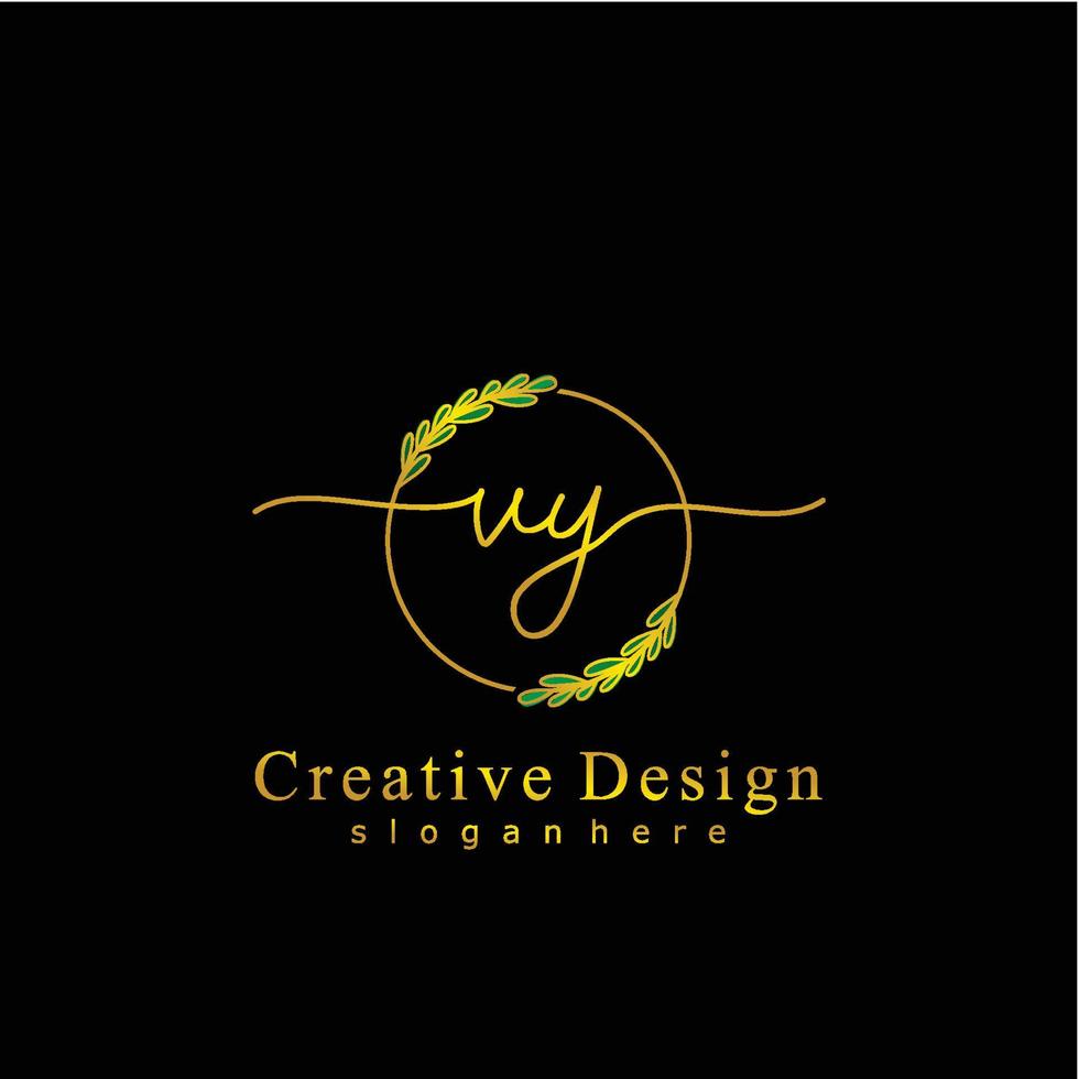 Initial VY beauty monogram and elegant logo design, handwriting logo of initial signature, wedding, fashion, floral and botanical logo concept design. vector