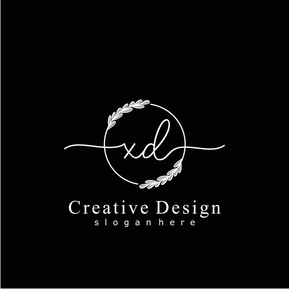 Initial XD beauty monogram and elegant logo design, handwriting logo of initial signature, wedding, fashion, floral and botanical logo concept design. vector