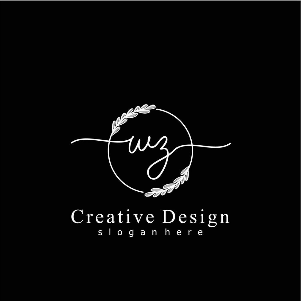 inicial wz belleza monograma y elegante logo diseño, escritura logo de inicial firma, boda, moda, floral y botánico logo concepto diseño. vector