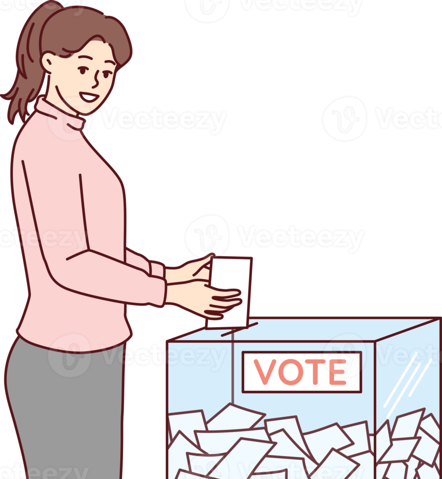 vrouw gooit stemming in doos gieten stemmen voor presidentieel of congres kandidaat png