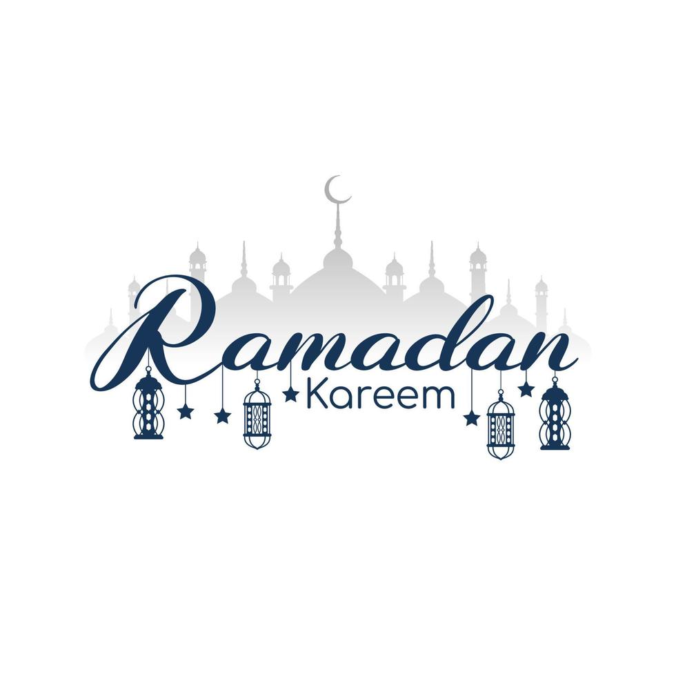 Ramadan Kareem Islamic festival beautiful text design card vector