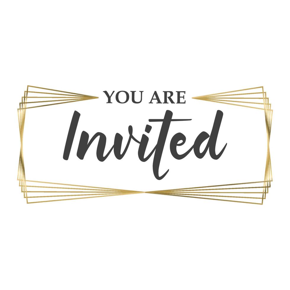 estás invitado. caligrafía texto con elegante dorado marco. mano dibujado estilo vector letras. diseño para saludo tarjetas, y invitaciones